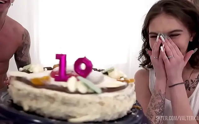 Kitchen Temptress Bella Tornado Takes Double Penetration on Her Real Birthday
