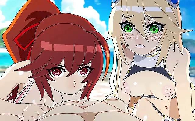 Straddles the Surf Blazblue hentai 3D uncensored public action