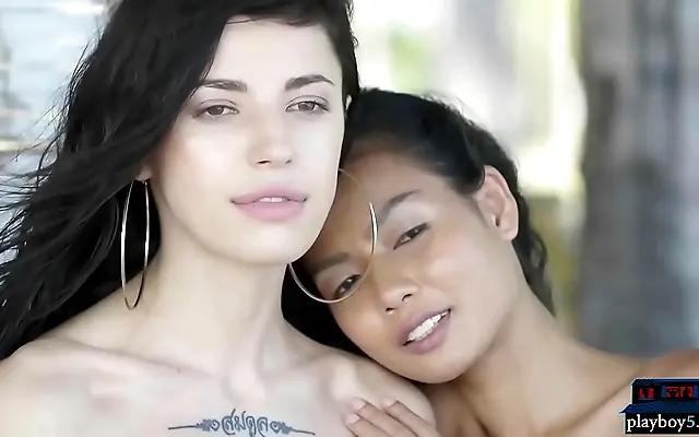 Outdoor Fun with Petite Asian and Russian Teen Lesbians