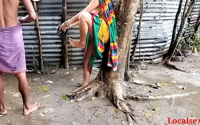 Lace Panties Outdoor Fuck with Busty Indian Boudi in Raini Time