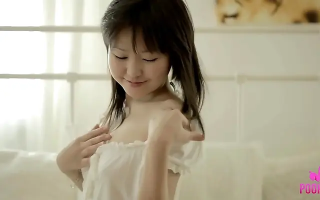 Finger Bangs Her Soaking Wet Asian Pussy in Bed with Teasing Lingerie