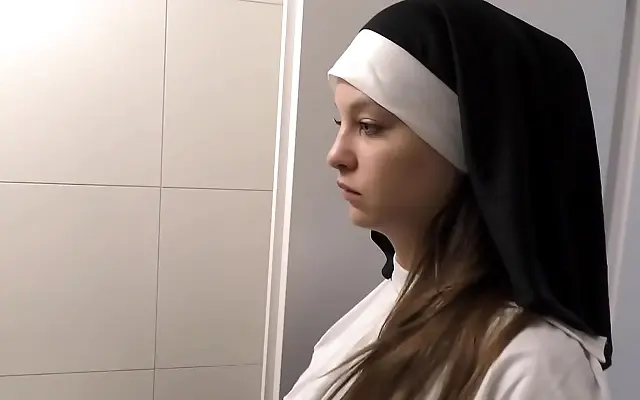 Desk Slammed Shy Teen Nun Angelina Gets BBC Creampie