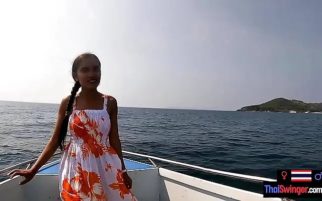 Charged Day on the Boat with His Sexy Asian Teen GF