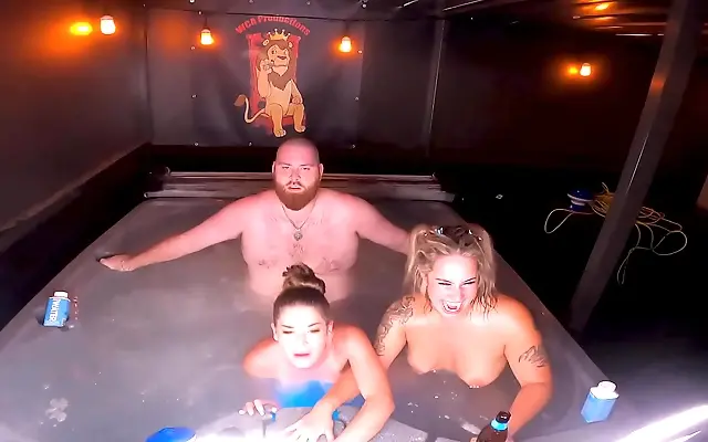 Hot Tub Threesome Deepthroat Fun With Kendra Heart and Misty Meaner