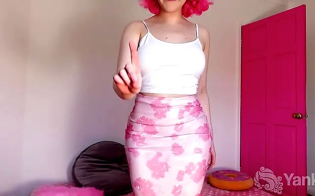 POV Close-Up of Evie Rees Twerking in a See-Through Top and Tight Skirt