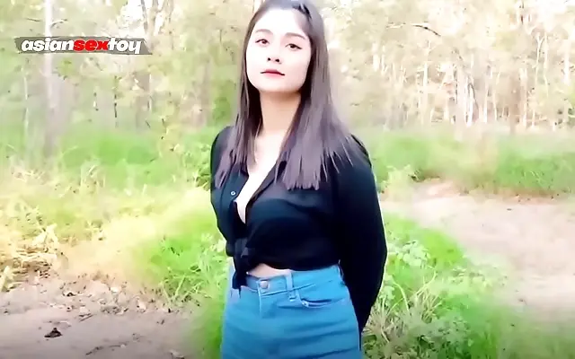 Outdoor doggystyle fuck with teen Asian couple ends in juicy vaginal creampie