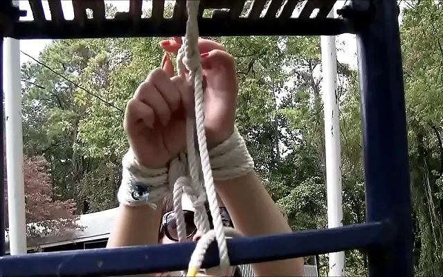 Nyssa Nevers Bound and Beautiful in Public Outdoor Fetish Play