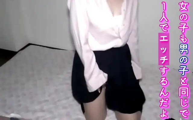 Behind the curtain shy Japanese teen pleasures herself despite the scent