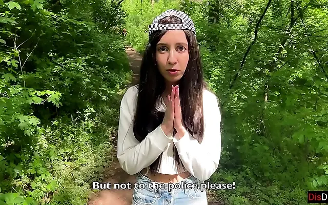 Frenzied outdoor encounter with a wild beauty in the forest