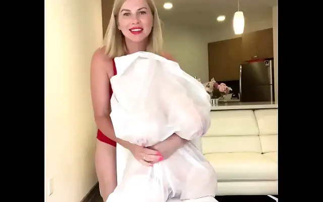 Desk ride with blonde bombshell Nicole natural tits and tight pussy