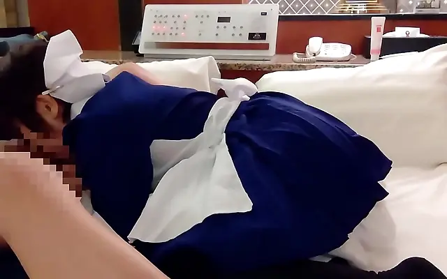 Licking and Deep Kissing on the Bed with a Cute Petite Nurse