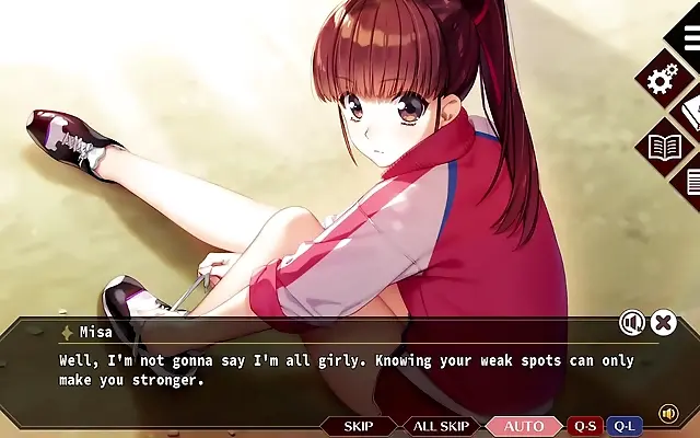 Misa bends over in the infirmary in this anime