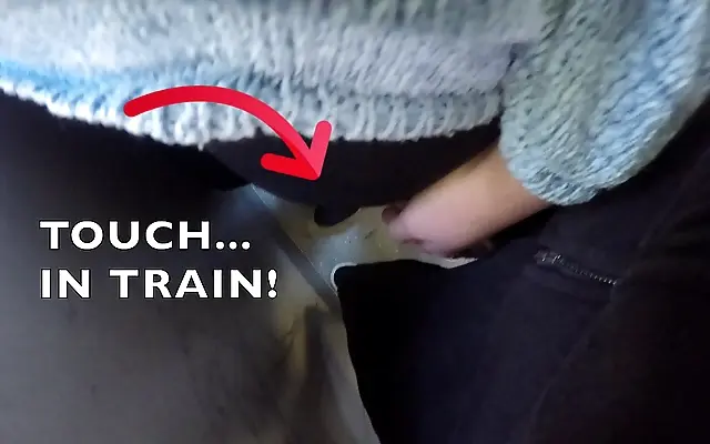 精品人妻一区二区 Hand slides over his cock through his pants on the subway