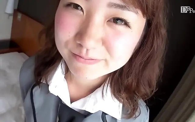 Japanese girl in uniform gives a rough blowjob