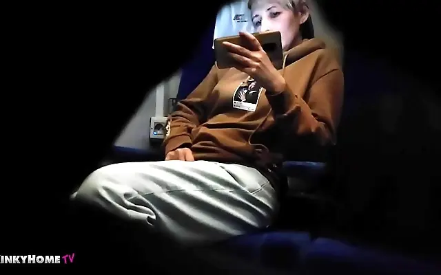 Seated on the train, she hides an orgasm in plain sight during her daily trip